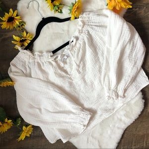 Zara Off the Shoulder Cropped Peasant Top